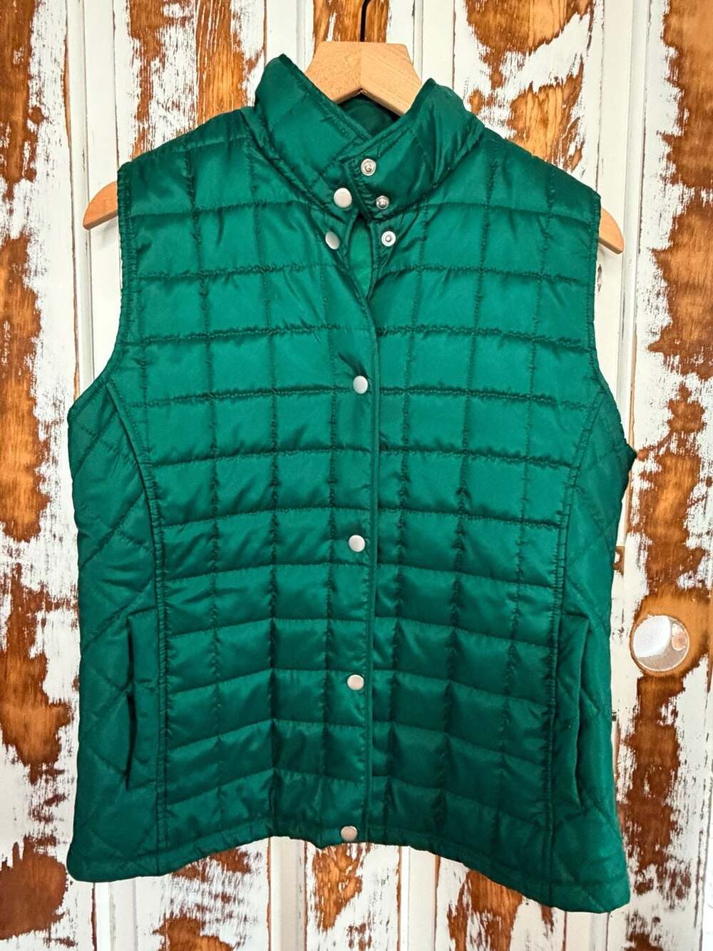 Jane Ashley Vintage Quilted Vest Size L Emerald Green Gorpcore Preppy